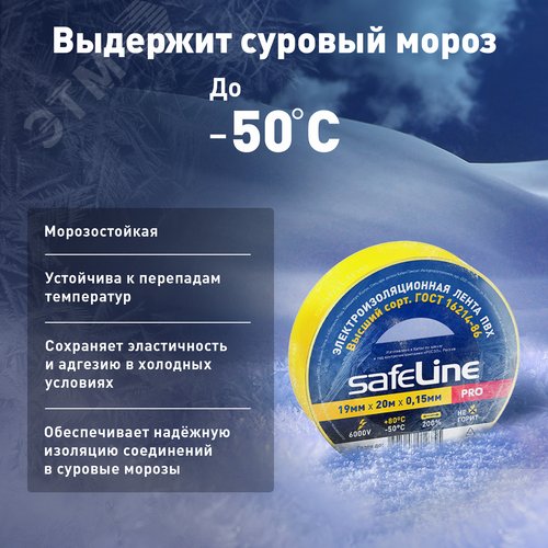 Изолента ПВХ желтая 19мм 20м
