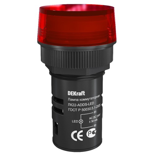 Лампа ADDS 22мм красная LED 24В