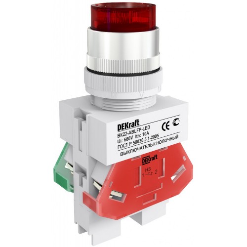 Кнопка красная ABLFP 22мм LED 220В ВK-22