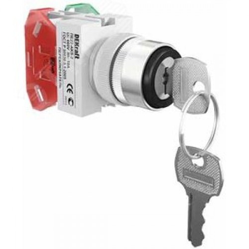 Переключатель AKS-2 22мм с ключом 2 позиции I-O черная ручка