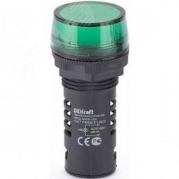Лампа коммутационная ЛК-22 ADDS диам. 22мм LED зеленая 220В AC/DC
