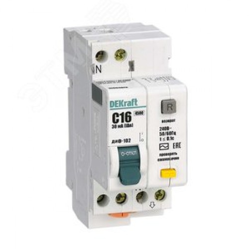 Выключатель автоматический дифференциальный (Автоматический выключатель дифференциального тока АВДТ) 1п+N 16А 30мА тип AC С 4.5кА ДИФ-102