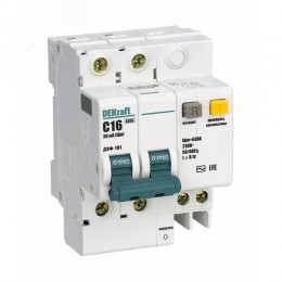 Выключатель автоматический дифференциальный (Автоматический выключатель дифференциального тока АВДТ) 2п 16А 30мА тип AC С 4.5кА ДИФ-101
