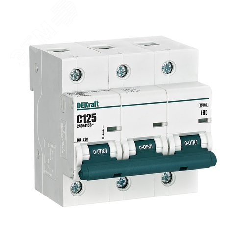 Выключатель автоматический трехполюсный 125А C ВА-201 10кА
