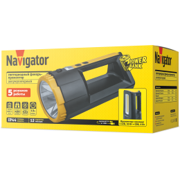 Фонарь светодиодный NPT-SP37-ACCU прожектор/кемпинг 1 LED, 10 Вт+60 COB, 6Вт