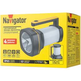 Фонарь светодиодный NPT-SP38-ACCU прожектор/кемпинг 1 LED, 10 Вт + 34 SMD,6 Вт