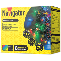 Гирлянда светодиодная новогодняя NGF-S01-100RGBY-10-11.5m-230-C8-G-IP20