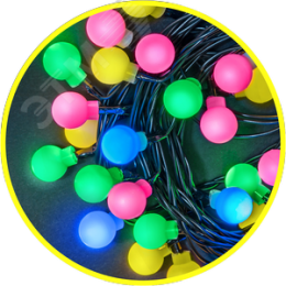 Гирлянда светодиодная новогодняя NGF-B01-48RGBWW-8-5.3m-230-C8-BL-IP20