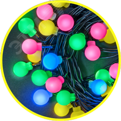 Гирлянда светодиодная новогодняя NGF-B01-48RGBWW-8-5.3m-230-C8-BL-IP20