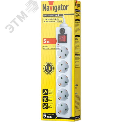 Фильтр сетевой NSP-05-500-ESC-3х0.75 5 гнезд 5м