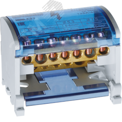 Шина нулевая на DIN-рейку в корпусе 2х7 групп