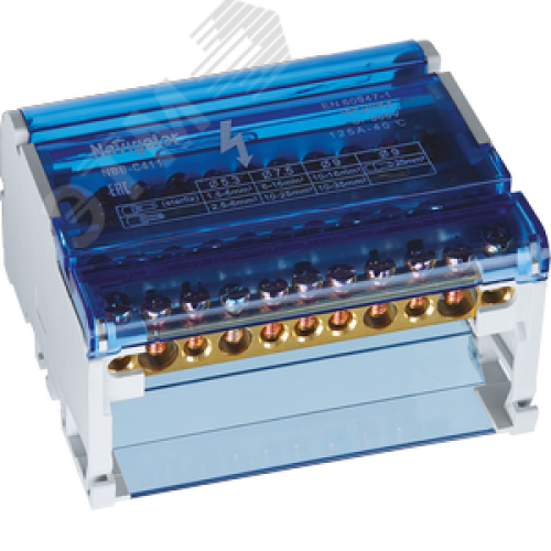 Шина нулевая на DIN-рейку в корпусе 4х11групп