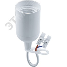 Патрон подвесной E27 с проводом и клеммной колодкой пластик белый