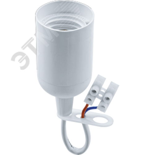 Патрон подвесной E27 с проводом и клеммной колодкой пластик белый