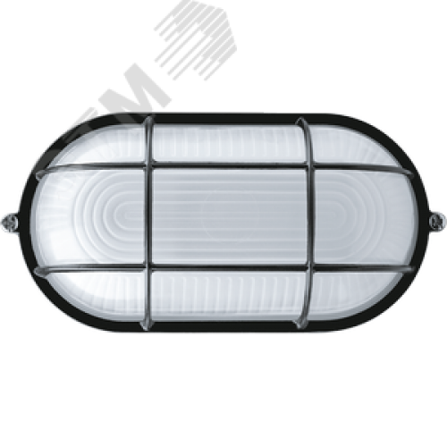 Светильник НПП-60w термостойкий овальный с решеткой IP54 черный