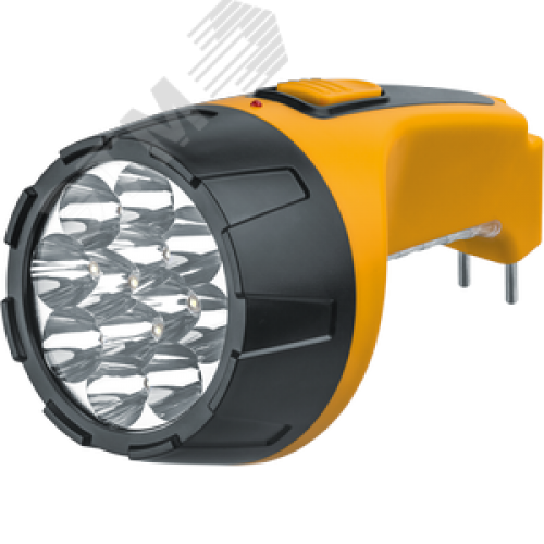 Фонарь светодиодный NPT-CP05-ACCU 12+10LED аккумуляторный с вилкой для зарядки пластик
