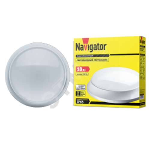 Светильник светодиодный ДБП-18w 4000К 2400 Лм с блоком аварийного питания 1ч IP65 круглый пластиковый белый