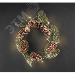 Гирлянда светодиодная новогодняя NGF-D041-02 венок-шишки и ягоды