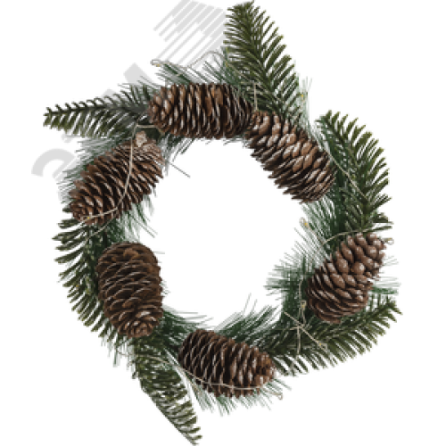 Гирлянда светодиодная новогодняя NGF-D041-02 венок-шишки и ягоды