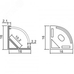 Профиль угловой алюминиевый 2 м с матовым экраном 2 заглушки 4 крепежа для светодиодных лент