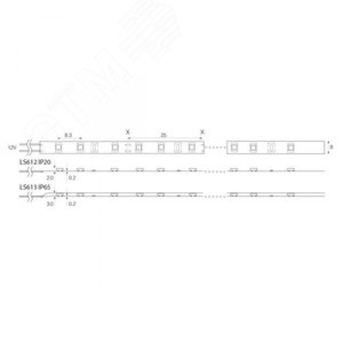 Лента светодиодная 9.6Вт/м 12В 6500К IP20 120LED/м LS612
