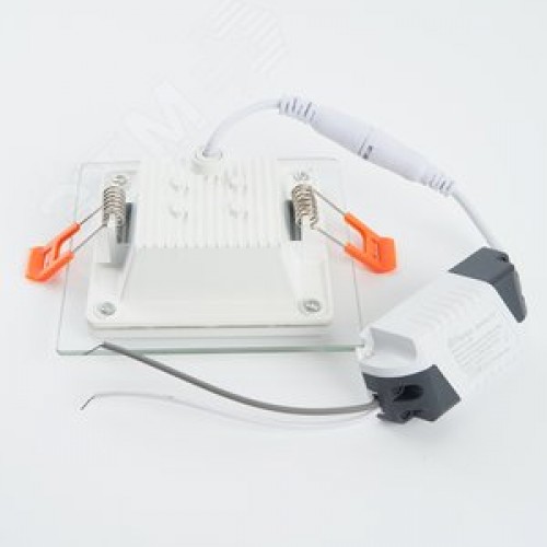 Светильник светодиодный ДВО-6w 4000K 480Лм квадратный со стеклом белый