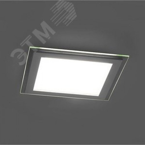 Светильник светодиодный ДВО-6w 4000K 480Лм квадратный со стеклом белый