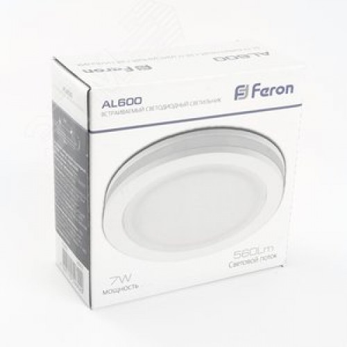 Светильник светодиодный ДВО-7w 4000K 560Лм с белой светодиодной подсветкой белый