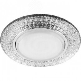 Светильник ДВО-15w GX53 без лампы со светодиодной подсветкой 4000К хром с прозрачным стеклом