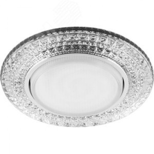 Светильник ДВО-15w GX53 без лампы со светодиодной подсветкой 4000К хром с прозрачным стеклом