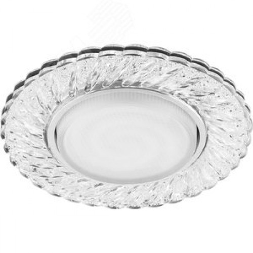 Светильник ДВО-15w GX53 без лампы со светодиодной подсветкой 4000К хром с прозрачным стеклом