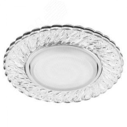 Светильник ДВО-15w GX53 без лампы со светодиодной подсветкой 4000К хром с прозрачным стеклом