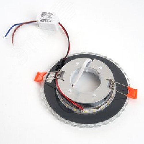 Светильник ДВО-15w GX53 без лампы со светодиодной подсветкой 4000К хром с прозрачным стеклом