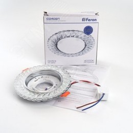 Светильник ДВО-15w GX53 без лампы со светодиодной подсветкой 4000К хром с прозрачным стеклом