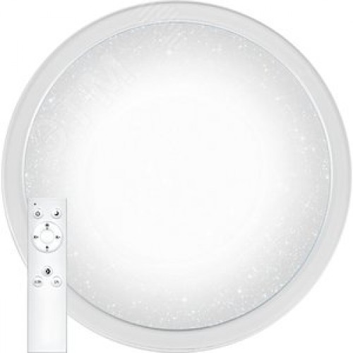 Светильник светодиодный ДБО-36w круглый матовый с эффектом Звездного неба регулировкой цветовой температуры 3000-6500К светового потока max 2900Лм и режима освещенности с пультом управления и таймером выключения