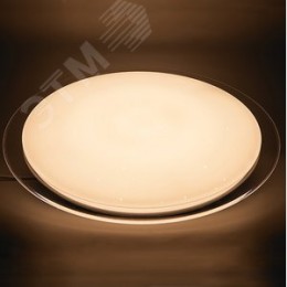 Светильник светодиодный ДБО-36w круглый матовый с эффектом Звездного неба регулировкой цветовой температуры 3000-6500К светового потока max 2900Лм и режима освещенности с пультом управления и таймером выключения