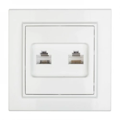 Розетка компьютерная + телефонная 2-м СП Минск RJ45 + Phone бел. Basic EKF ERK00-135-10