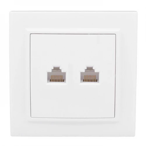 Розетка компьютерная + телефонная 2-м СП Минск RJ45 + Phone бел. Basic EKF ERK00-135-10