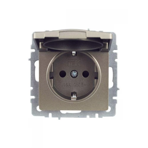 Розетка BRITE РСбш10-3-44-БрШ 16А IP44 с заземл. защ. шторки с крышкой механизм шампань IEK BR-R16-16-44-K37