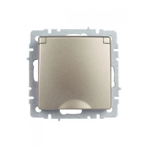 Розетка BRITE РСбш10-3-44-БрШ 16А IP44 с заземл. защ. шторки с крышкой механизм шампань IEK BR-R16-16-44-K37