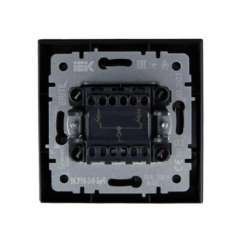 Выключатель 2-кл. СП BRITE ВСР10-2-0-БрЧ 10А в сборе черн. IEK BR-V20-0-10-K02-F