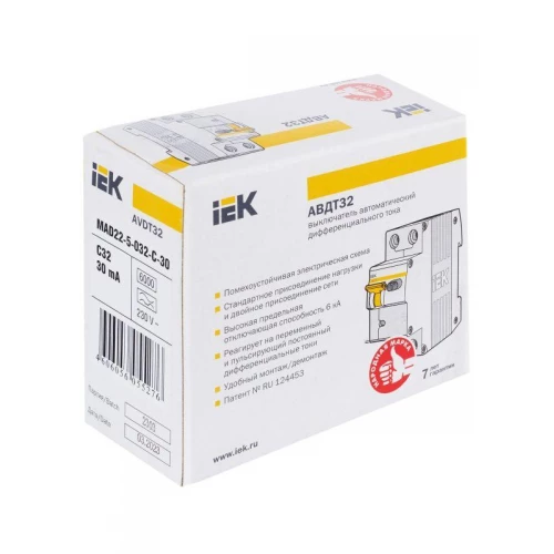 Выключатель автоматический дифференциального тока 2п (1P+N) C 32А 30мА тип A 6кА АВДТ-32 KARAT IEK MAD22-5-032-C-30