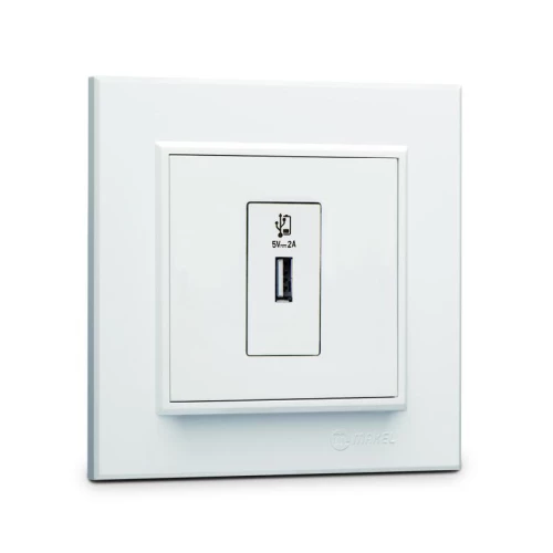 Розетка для зарядного устройства USB KAREA бел. Makel 56001465