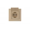 Розетка 1-м с крышкой Karea RIZZ с заземл. крем Makel 88010029