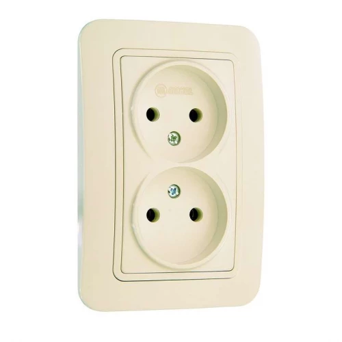 Розетка 2-м СП Lillium 16А IP20 без заземл. крем./крем. Makel 70217